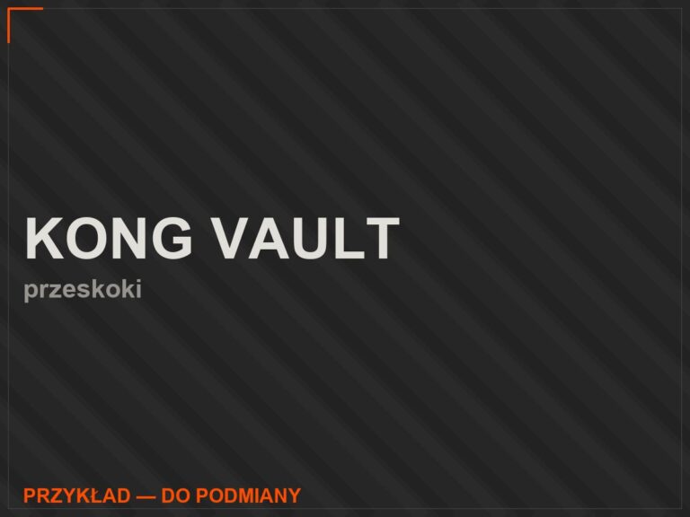 Kong vault nad betonową przeszkodą, zawodnik w locie, ujęcie z boku